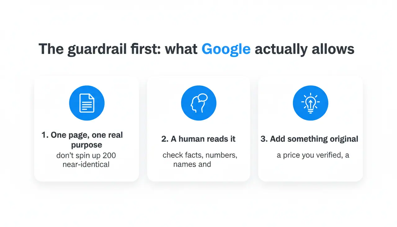 The guardrail first: what Google actually allows