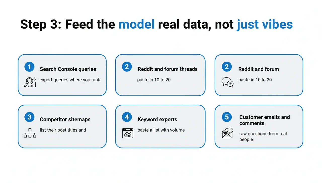 Step 3: Feed the model real data, not just vibes
