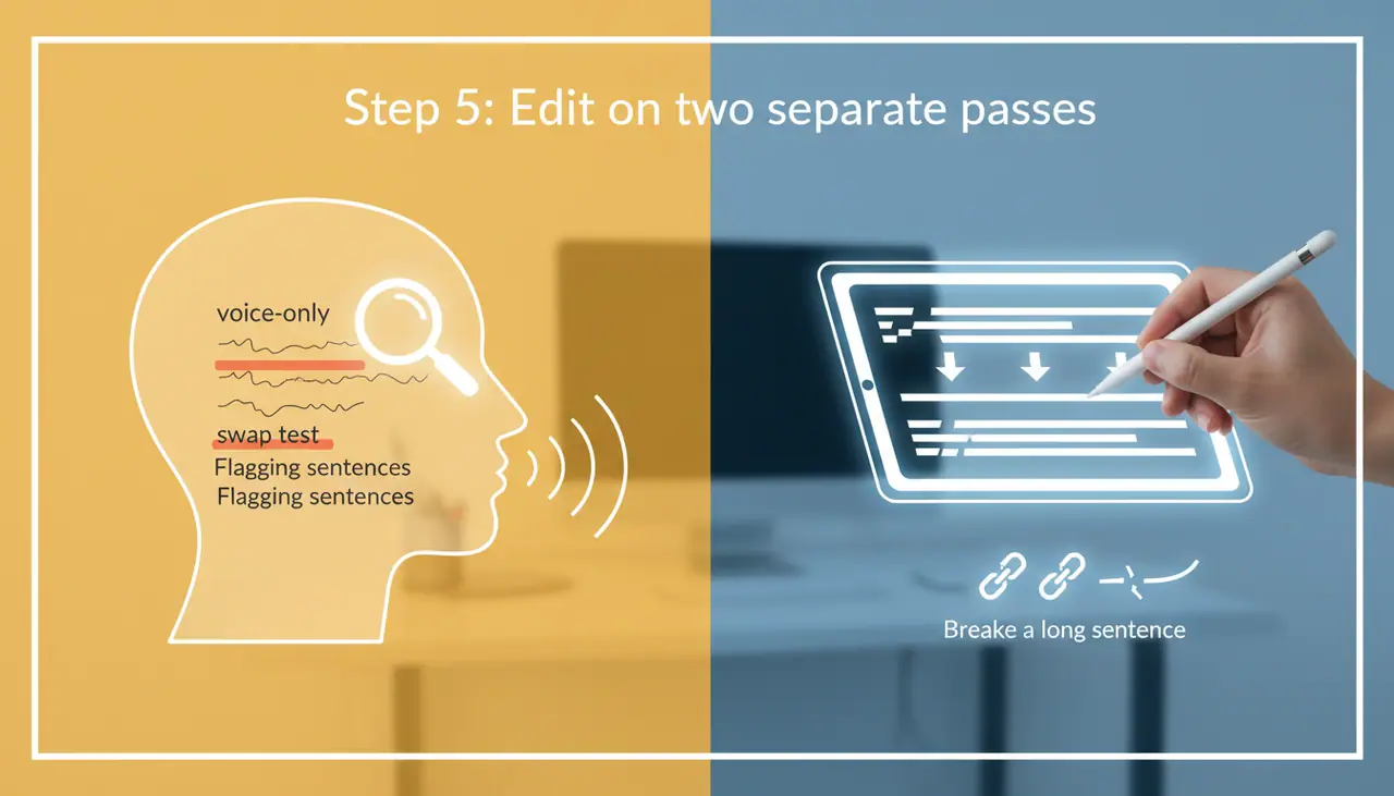 Step 5: Edit on two separate passes