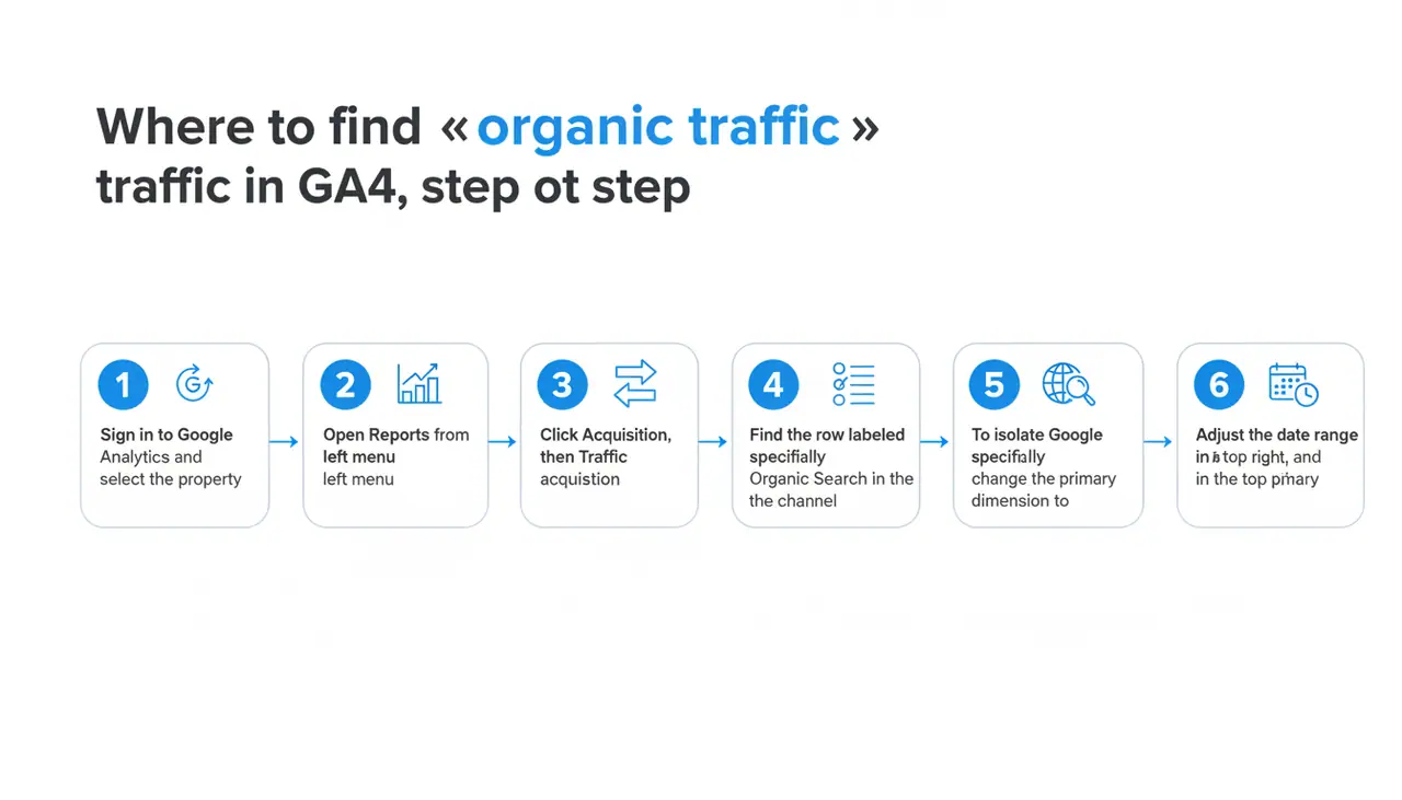 Where to find organic traffic in GA4, step by step